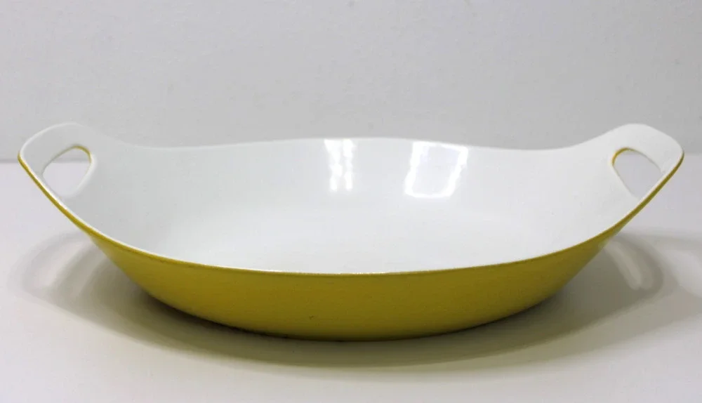 Vintage COPCO Michael Lax Yellow Cast Iron Enamel Paella Pan Skillet Denmark MCM